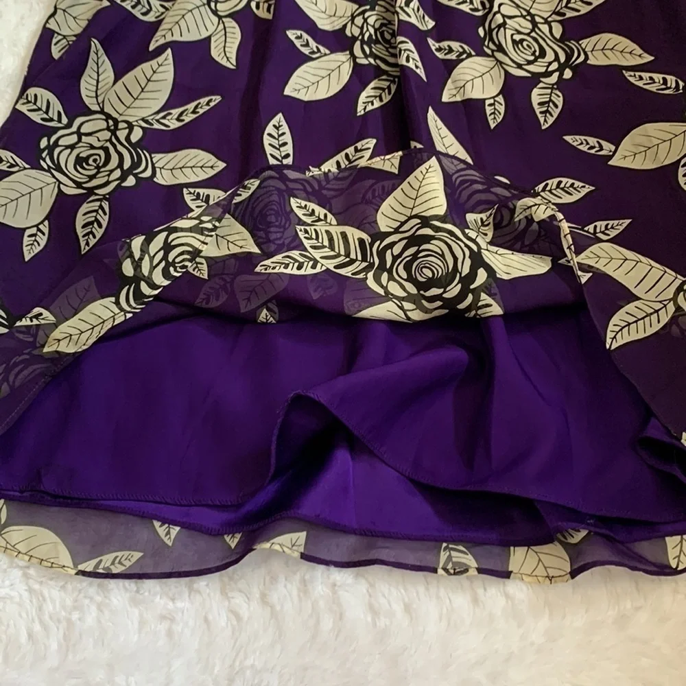 ALICE + Olivia purple floral silk swing mini tunic sleeveless dress - Picture 5 of 6